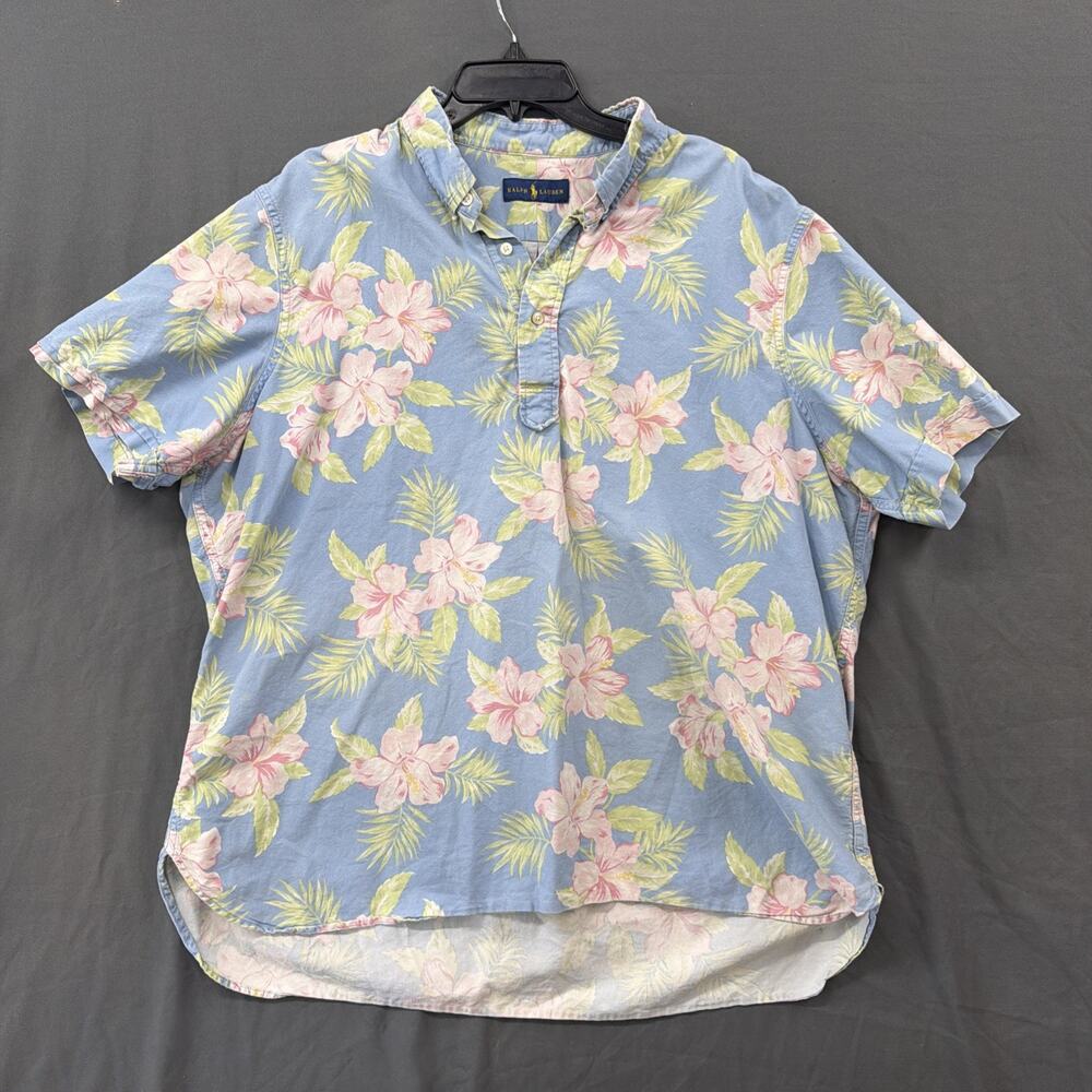 Polo Ralph Lauren Hawaiian Floral 1/2 Button-Down Pullover Shirt - Mens Size XXL